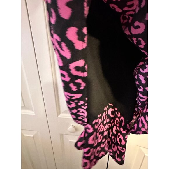Pink & Black Leopard Print Sleeveless Swing Dress With Adjustable Straps NEW S - Picture 3 of 9
